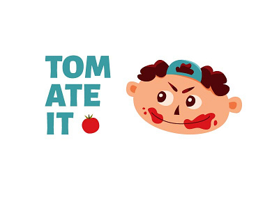 Tom ate it! boy design eat flat human illustration logo tomato vector