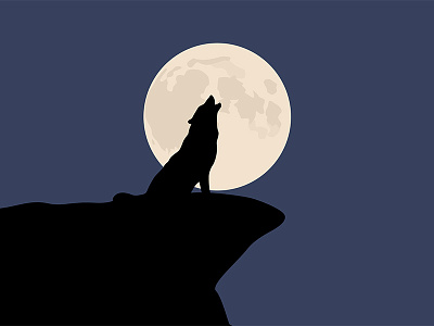 Howling Wolf cartoon flat howling inkscape minimal minimalistic moon wallpaper wolf