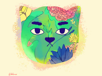 Cat cat animal cat character color digital flower watercolor