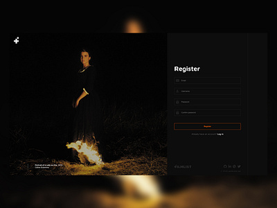 Register page - FILMLIST cinema film app films form form controls login page movies movies app register register page web design website