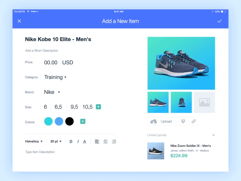 Merchant Dashboard - Edit Item Animation android app ecomerce edit gif ios ipad material shoes shop