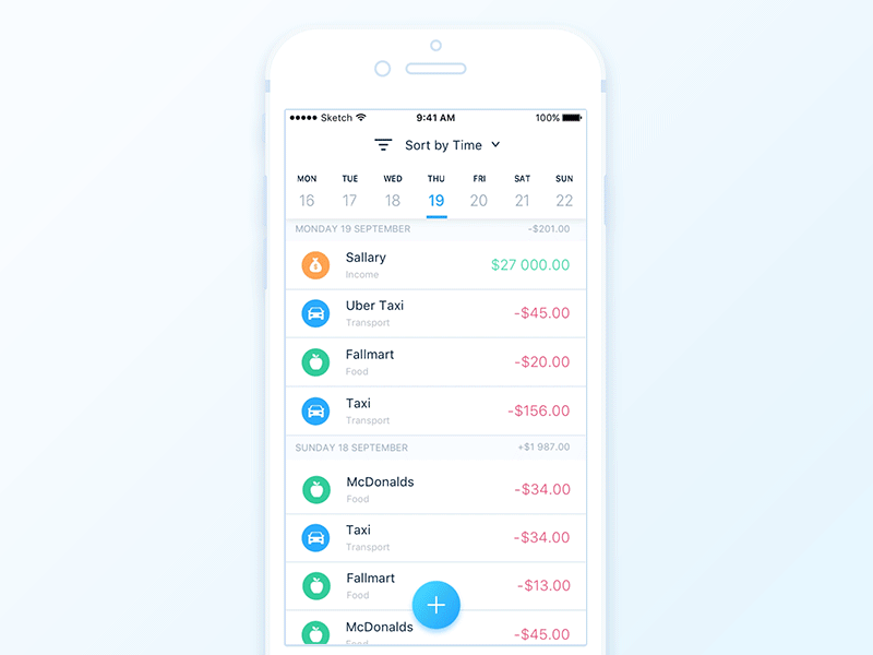 Finance app - Transactions sorting