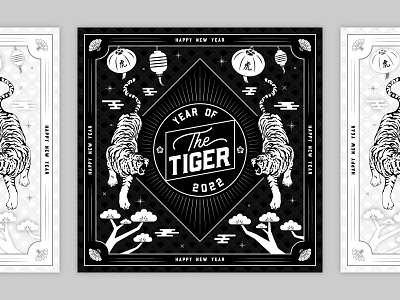 2022 Year of the Tiger 2022 bandana cat chinese new year design illustration lantern new years tiger