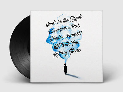 Album Back album clouds hand drawn type hand lettering illustration lettering music record type typography vinyl watercolor