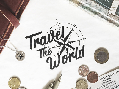 Travel The World compass explore hand drawn type hand lettering lettering quote travel type typography