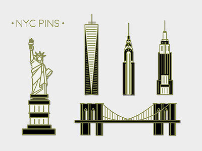 NYC Pins bridge brooklyn building city empire state building enamel icon new york city nyc pin pins