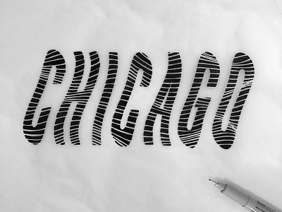 Windy City black and white chicago city hand drawn type illinois lettering micron travel type typography wind windy city