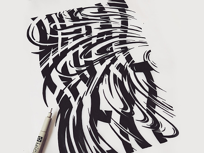 What Next Type black and white canvas distorted fineart hand drawn type lettering swirl type typography