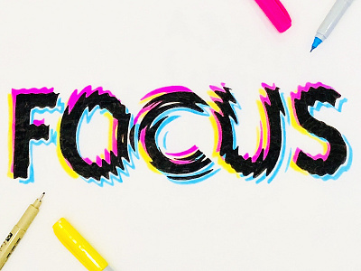 Focus Type black and white cmyk distorted hand drawn type lettering sharpie type typography