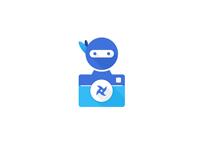 Material Ninja Camera app blue icon logo material material design ninja stealth