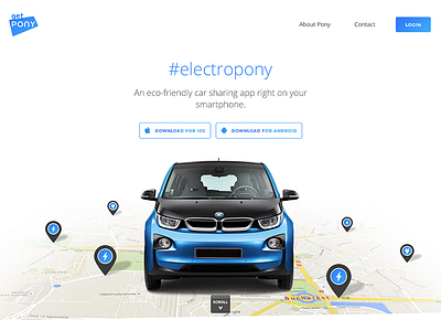 Landing page for an electric car sharing app