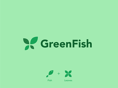 Green Fish fish logo green icon leaf logo logo