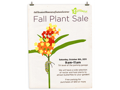 Fall Plant Sale Poster bugs caterpillar fall flowers illustration nature plant poster vector