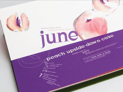 June Peaches calendar illustration typography watercolor