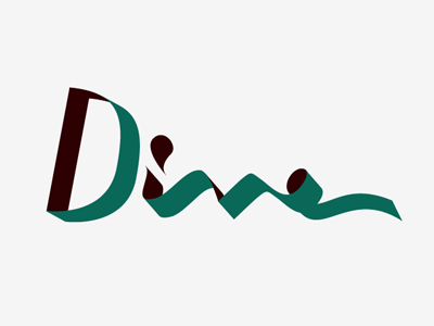 Dive 3d calligraphy green logo logotype ribbon script typography vector