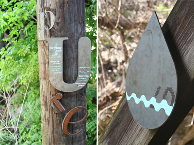Japhet Creek Park installation metal park poetry rust sculpture typography