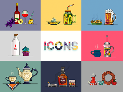 Hot & Cold Drinks Icon Set