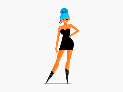 I am ready for the party! 2d blue hair character design dress flat flat character illustration night party girl party outfit ready to go sweet girl