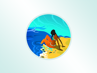 Alone alone beach coastal girl illustration sand sea seaside sunbath turquoise vacation woman