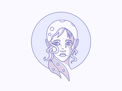 Woman Portrait face girl line lineart polka dot portrait sad scarf stroke tear woman