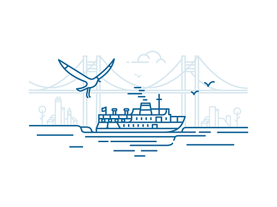 İstanbul Lineart bosphorus bridge city ferry illustration istanbul lineart minimal sea seagull wave