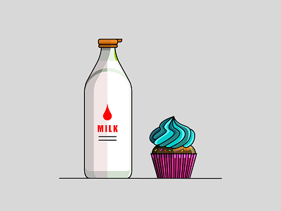 Milk & Cake cake crema cupcake demet kural icon illustration illustrator line milk stroke
