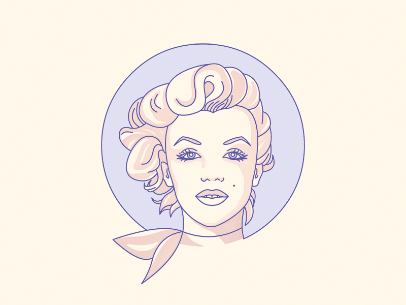 Marilyn illustrator stroke line portrait actress icon mariyln monroe illustration