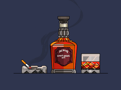 whiskey and cigarette beverage cigarette demet kural icon illustration illustrator lineart stroke vector whiskey