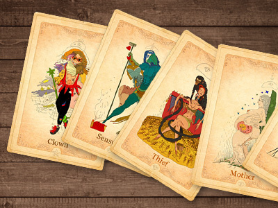 Aura Cards Deck aura card chakra character clown colors deck illustration istanbul mother rainbow tarot thief