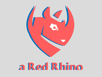 A Red Rhino - writer's logo branding design flat illustration illustrator logo minimal redrhino rhinoceros ui ux vector