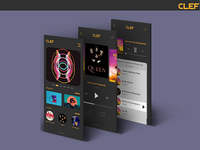 Music Player - CLEF adobe xd app branding design flat illustrations music player music player app music player ui typography ui ux