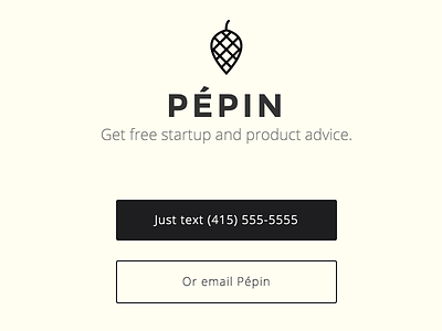 Pépin Intro centered landing page simple