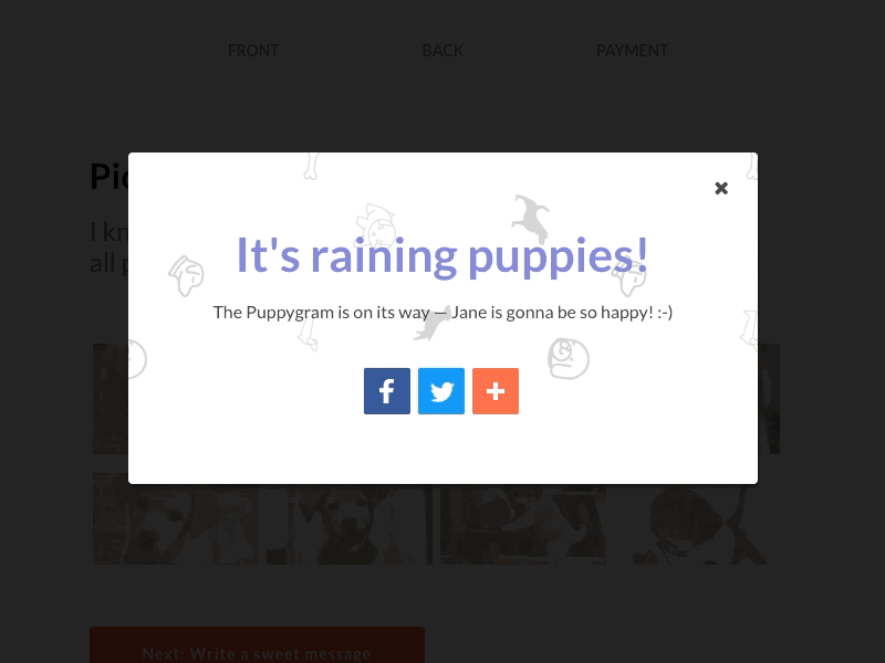 Raining Puppies animation gif modal puppies thanks