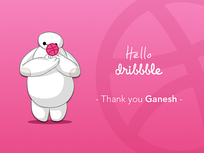 Hello Dribbble !!! baymax debut first shot hello dribbble illustration invite pink sketch