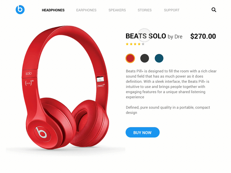 Beats Headphones - Product Customization animation beats beats by dre colors concept daily ui headphones product design shopping cart ui design ux design web desgin