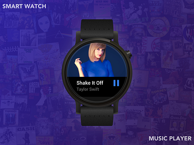 Smart Watch Music Player app design concept daily ui design mobile app music music app music player sketch smart watch songs ui design ux design watch app watch face