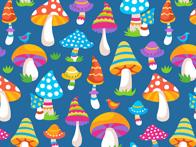 Crazy mushrooms colorful crazy design fabric mushroom pattern seamless textile vector