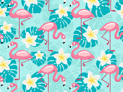 Flamingo design fabric flamingo flower foliage monstera pattern seamless textile trendy tropical