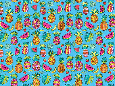 Ananas Pattern ananas fruits monstera pattern seamless tropic tropical watermelon