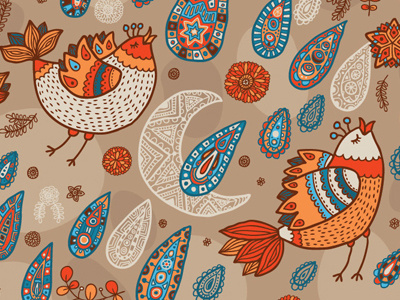 Birds illustration pattern textile