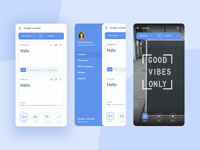 Google Translate Redesign android app blue design google redesign ui ux white