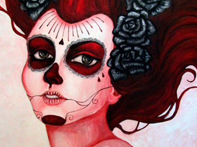 Santa Muerte1 acrylic canvas girls hand drawn