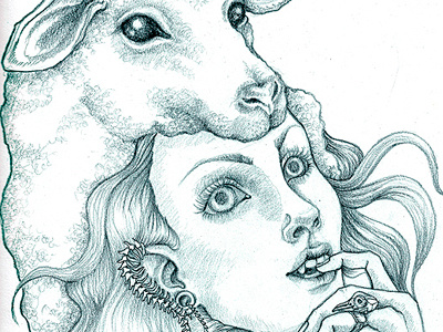 Mademoiselle Lupus And Mr. Sheep girls hand drawn pets