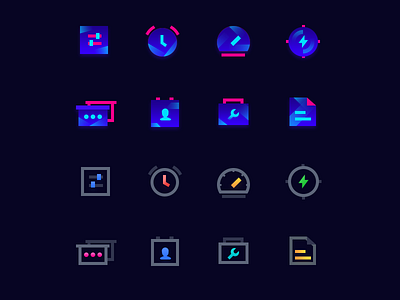 Icons of intelligent hardware application（Dark bottom） dark theme debuts icon illustration vector
