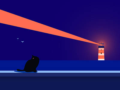 Night cat dark theme debuts illustration