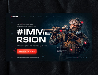 Home screen for military sports clubs airsoft army design landing landingpage lasertag lp military painball ui website