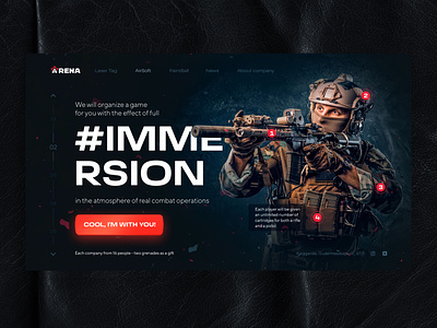 Home screen for military sports clubs airsoft army design landing landingpage lasertag lp military painball ui website