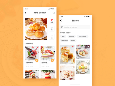 Food app / search page / product page ui ux 品牌 应用
