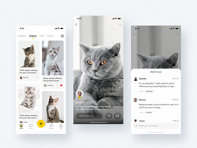 Pet Community - List page to share with everyone ui video xd 应用 设计