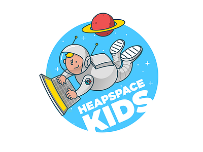 HeapSpace Kids astronaut floating heapspace illustration kids logo ngo space typing